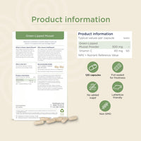 Healthspan Green-Lipped Mussel 500mg (120 Capsules) | for Bone & Cartilage Support | Added Vitamin C | Responsibly Sourced