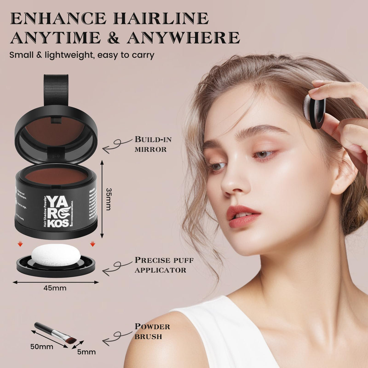 MIFANYO Hairline Shadow Powder, Instantly Root Touch Up Powder for Women Gray Hair Cover Up, Color Root Coverage for Thinning Grey, Mens Roots Concealer for Hair Loss Beard Line, 9-Auburn