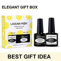 Lagunamoon LagunaMoon Gel Nail Polish Base Coat and No Wipe Top Coat Gel Polish Set Soak Off UV LED Nail Varnish Lacquer Manicure Set 2 × 8ml