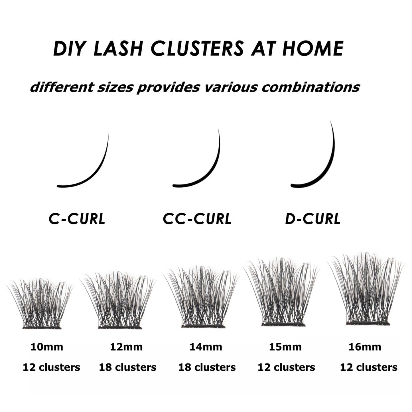Lanciley Individual Lashes 144 Clusters Lashes DIY Eyelash Extensions False Eyelashes Individual Natural Soft Reusable Easy to Use C/D Curl 10/12/14/15/16mm - L28