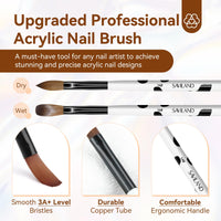Saviland Acrylic Nail Brush Set: 3pcs Professional Nail Brush for Acrylic Powder Nails Kolinsky Acrylic Brush Wooden Handle Nail Art Brushes Nail Tools Kit Size 8/10/14, Christmas Women Gift Set