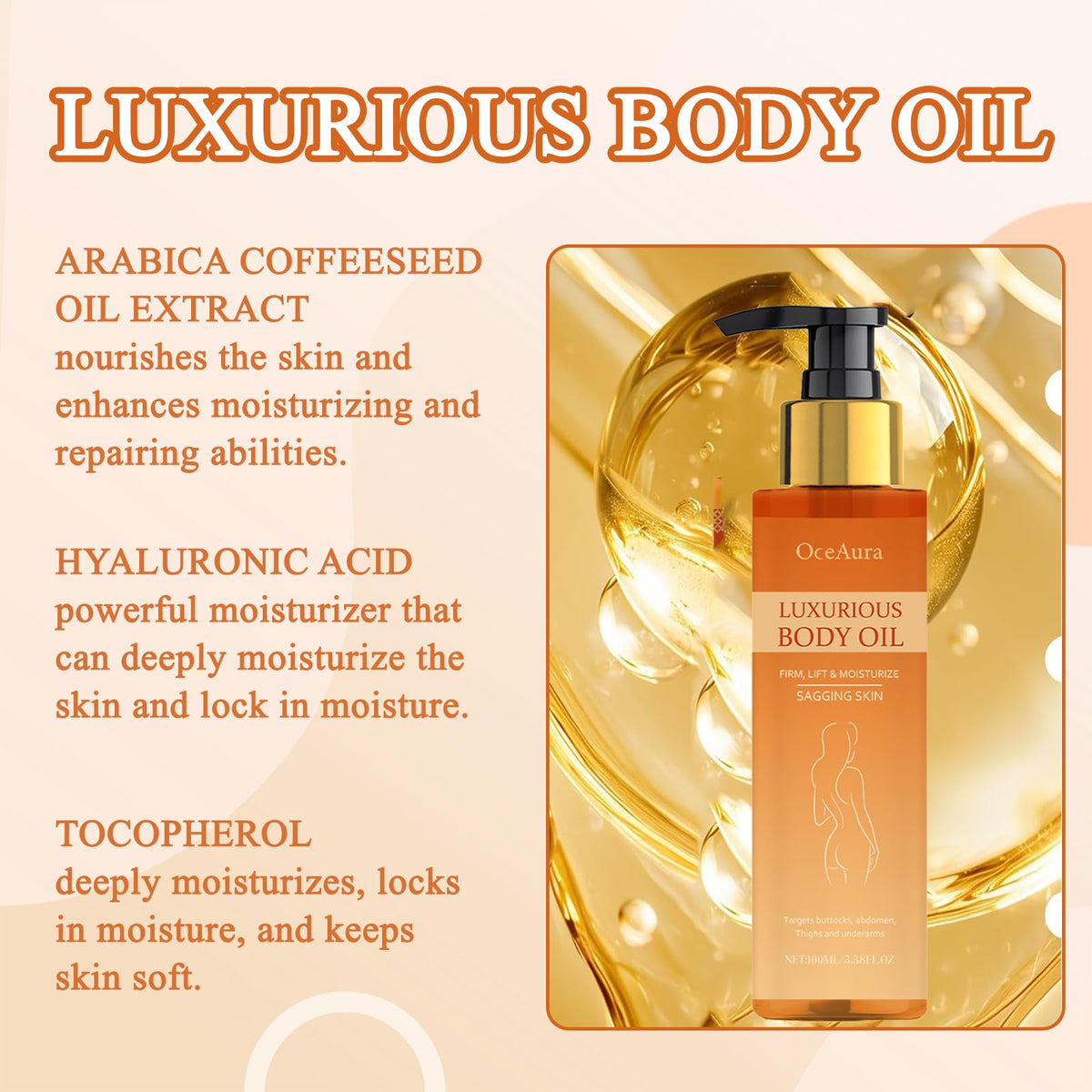 Katslyn Magic Body Oil Firming 2 PCS Magic Luxury Body Oil, Moisturizing Firming Body Lotion for Smooth and Shiny Skin, Effectively Improves Fine Lines, Soft and Firm,for Women After Bathing, 100ml 3.38 Fl Oz