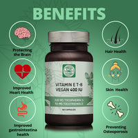 Kala Health Vitamin E - All 8 Tocopherols + Tocotrienols 400 IU Vegan - Alpha Tocopherol/Tocotrienol + Beta Tocopherol/Tocotrienol + Gamma Tocopherol/Tocotrienol + Delta Tocopherol/Tocotrienol
