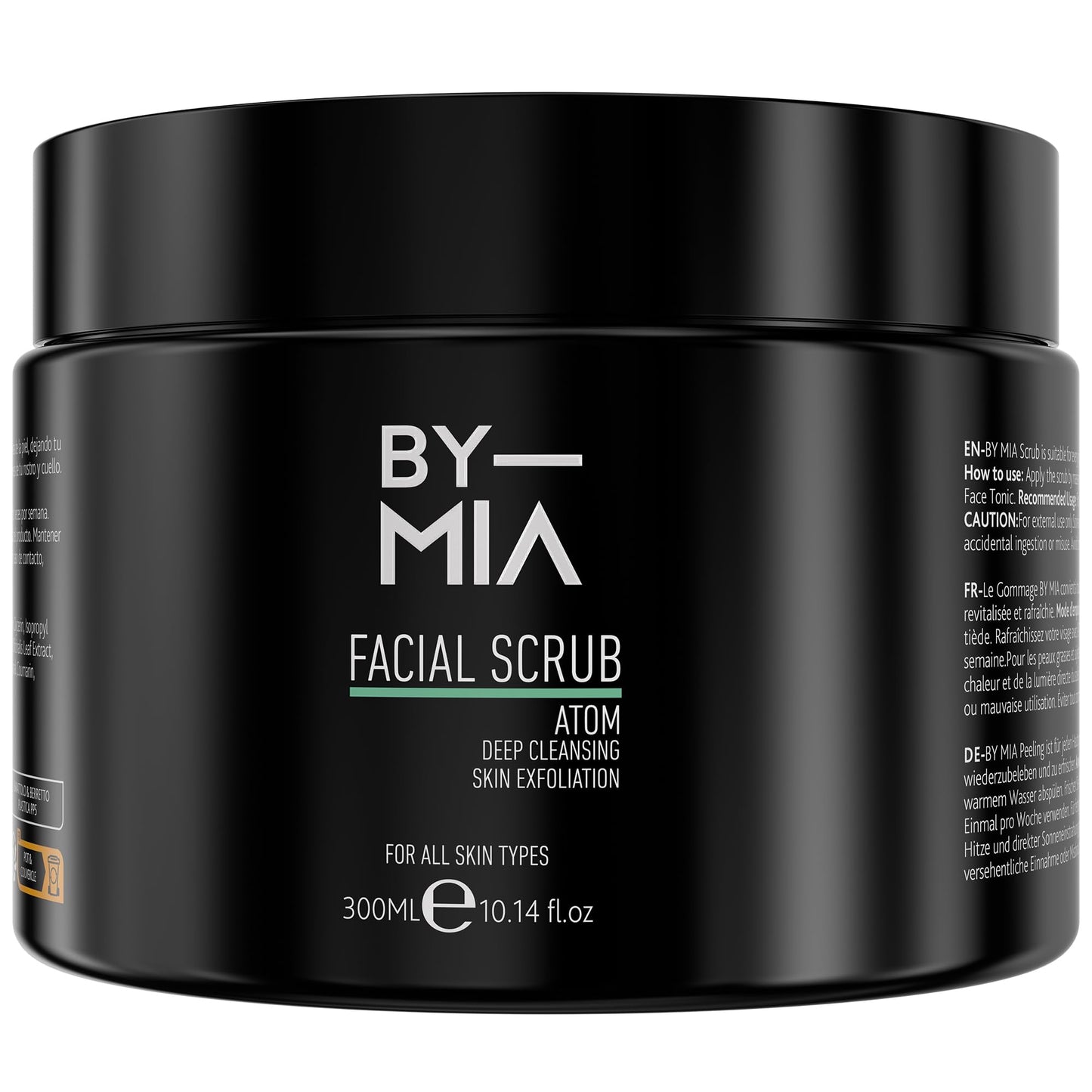 BY MIA Facial Scrub Atom 300ml | Deep Cleansing | Gentle Exfoliation | All Skin Types | Refreshing | Smooth Skin | Effortless Application | Non-drying Formula | Skin Renewal