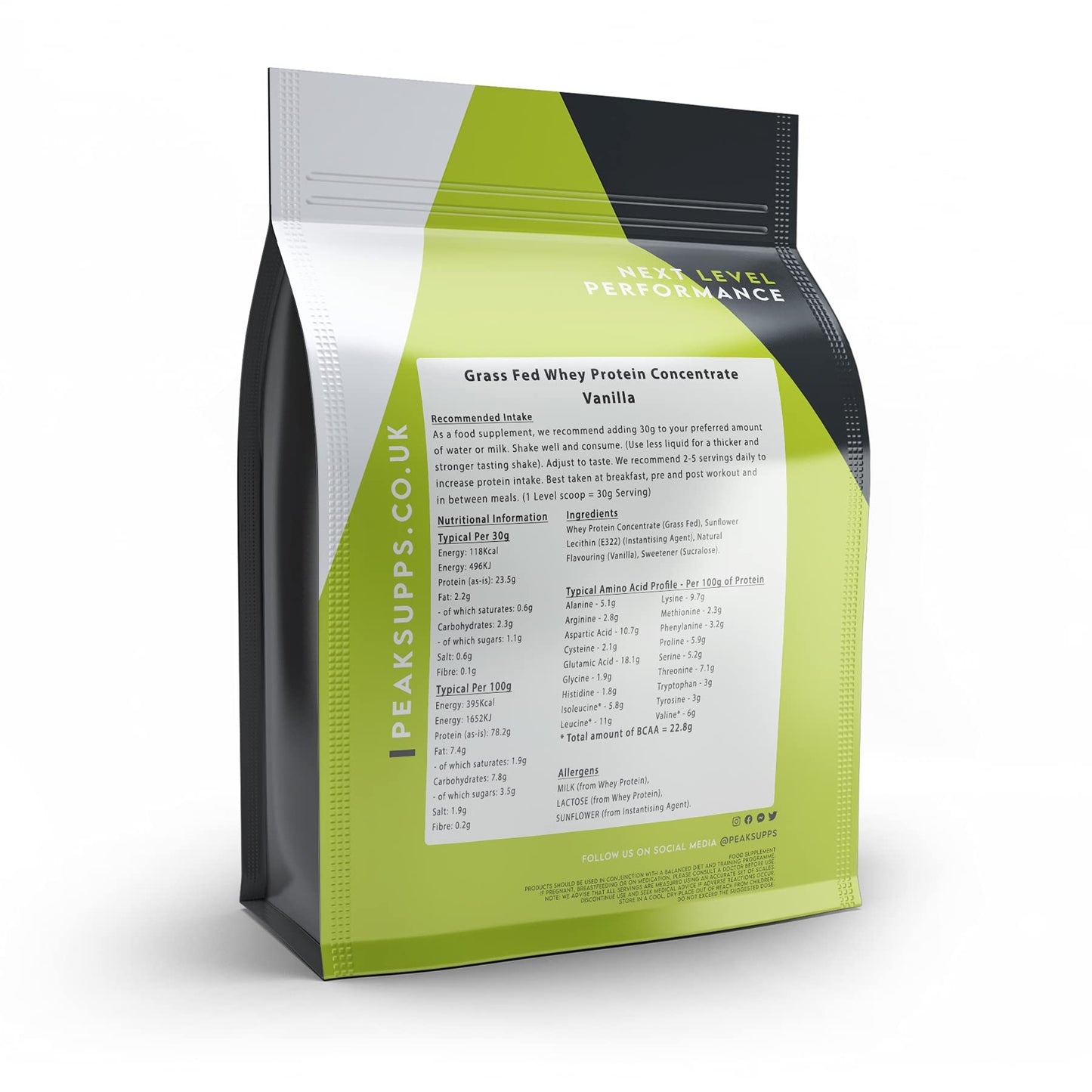 Whey Protein Powder Concentrate 80% - Vanilla 500g - Peak Supps