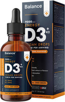 Vitamin D3 + K2 Liquid Drops - Vegan - High Strength 2000iu D3 + 25mcg K2-2 Month Supply - 120 Servings - 9,000mcg 60ml Dropper Bottle - Sublingual for Fast Absorption - Made in UK by Balance