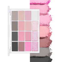 LYNTYAOU Pink Eyeshadow Palette Make-Up Palettes, Pink Black Shimmer Eye Shadow Pallets for Women, Glitter Eyeshadows 16 Colour Waterproof Long Lasting Highly Pigmented Cool Girl Eye Makeup