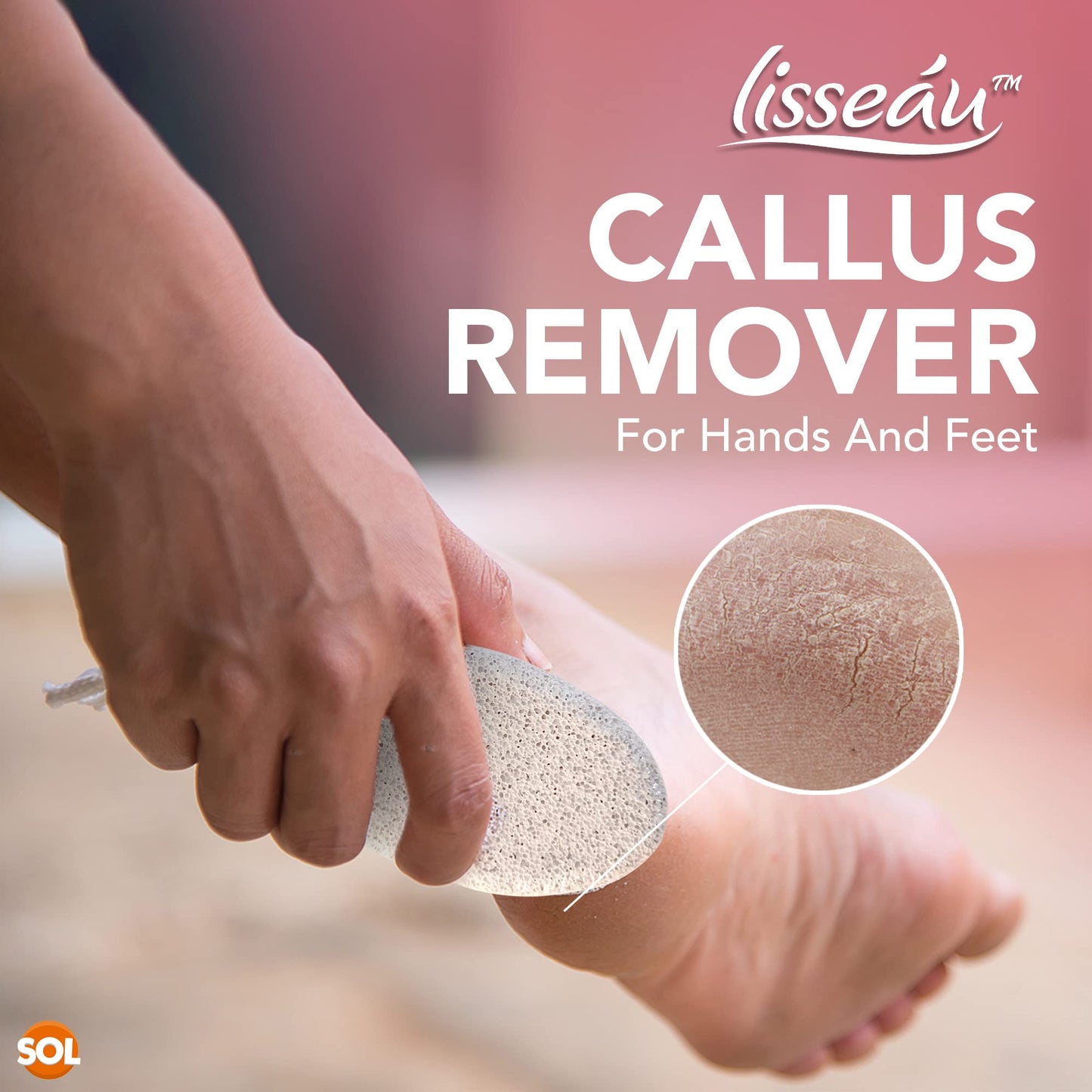 2pk Natural Pumice Stone for Feet | Callus Remover Feet Scrubber Dead Skin Pumice Stones | Foot Scrubber Pumice Stone Feet | Foot Pumice Stone for Hands Foot Stone Pumice for Hard Skin + SOL Sticker