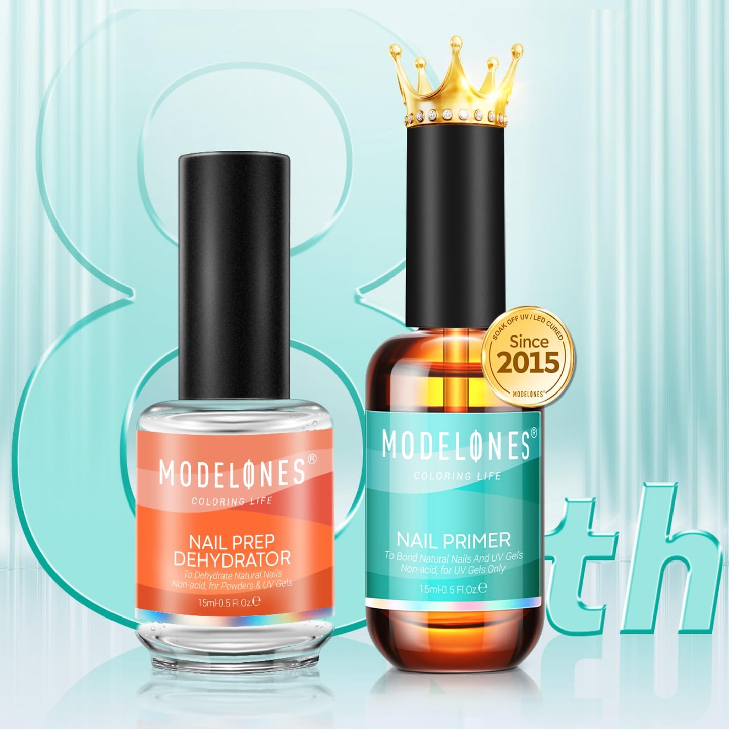 Modelones 15ml Professional Natural Nail Bond Primer, Acid-Free Nail Primer, Superior Bonding Primer 1pcs for Gel Nail Polish, Adhesives U V Gel Polish Tips U V Gel System Manicure Tips Functional Use