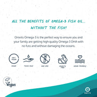 Omvits Vegan Omega 3 DHA from Algae Oil 1000mg - 60 Softgel Capsules with Vitamin E - Sustainable Algal Alternative to Fish Oil - Vegetarian Essential Fatty Acids - Supports Heart, Brain & Eyes
