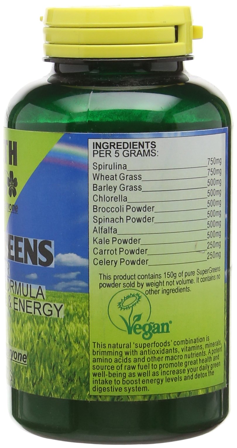 Health Plus SuperGreens Powder : Superfood General Health & Well-Being Supplement : 150g