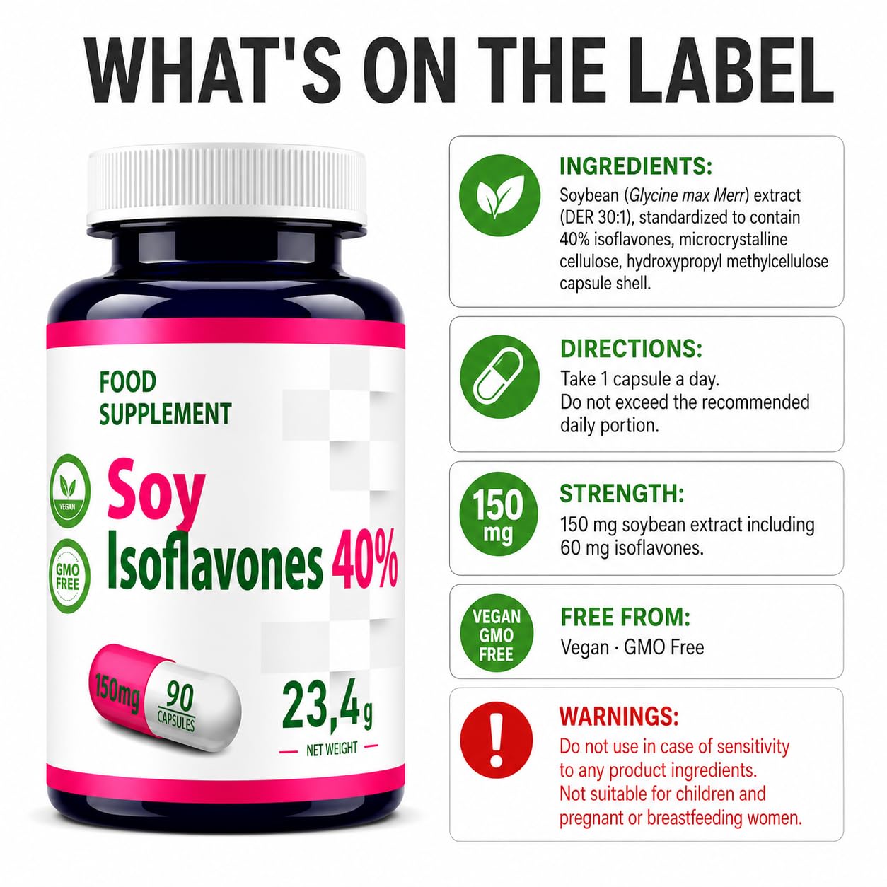 Hepatica SOYA Isoflavones 60mg | Standardised to 40% Isoflavones | 90 Vegan Capsules | 3-Month Supply | 3rd Party Lab Tested