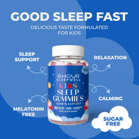 8 HOUR SLEEPWELL – 30 Sugar Free Chewable Kids Sleep Gummies - Raspberry Flavour - Magnesium, L-Theanine, Vitamin B6 - Relaxation & Sleep Support for Kids 3+ - Vegan, Gluten-Free - 1 Month Supply