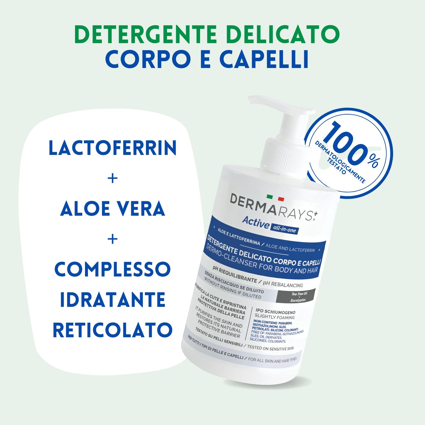Detergente delicato per corpo e capelli - Dermarays Active - All-in-one