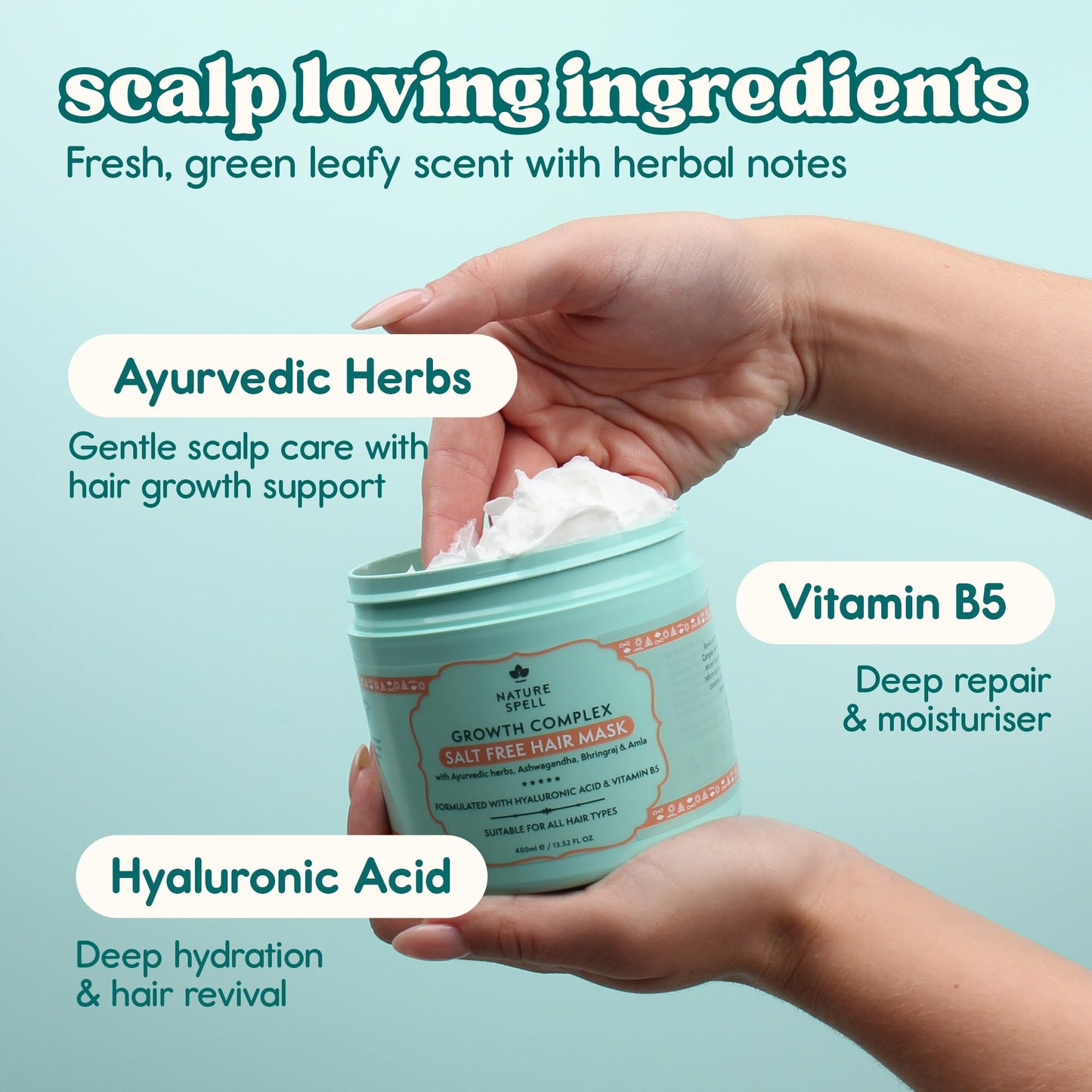Nature Spell Growth Complex Hair Mask, Sulphate Free, Vegan, 400ml