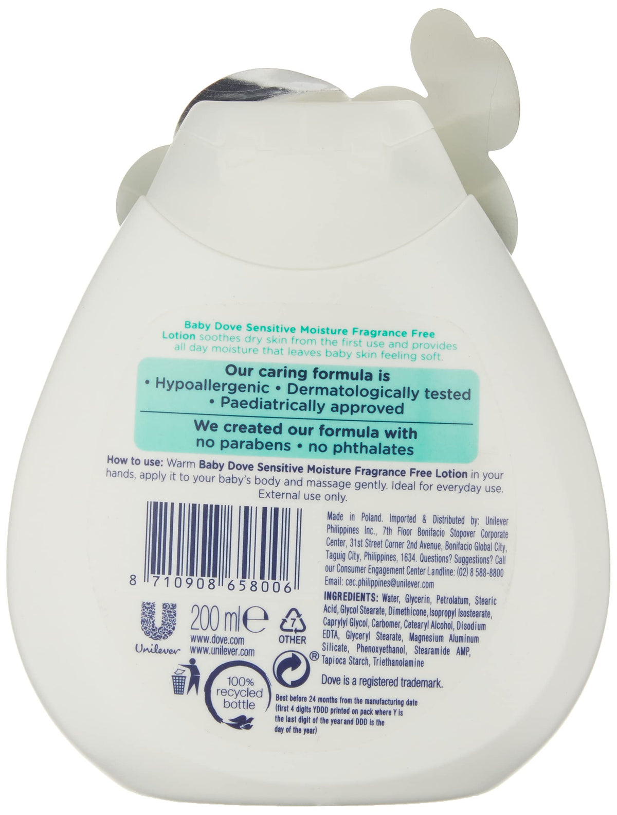 Baby Dove Sensitive Moisture Fragrance Free Lotion, 200 ml