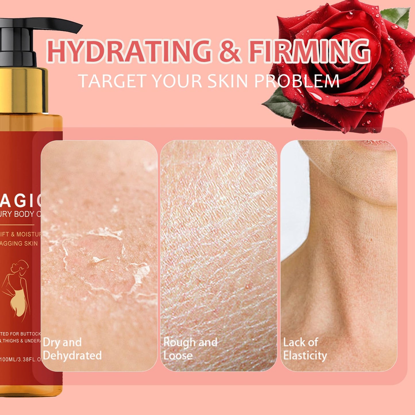 Shengqialun Magic Luxury Body Oil - Magic Firming Body Oil For Saggy Skin - Enhance Elasticity & Reduce Fine Lines For Women- Ideal For Hydrating & Firming