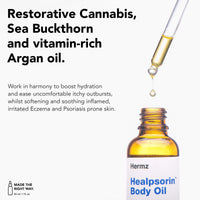 Hermz Laboratories Healpsorin Hemp Body Oil + Microfibre Cloth - Scalp Psoriasis Treatment - Itchy, Cracked and Irritated Skin - Eczema, Rosacea - 30ml