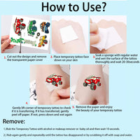 Deen Luminous Racing Car Kids Tattoos, 12 Sheets Glow In The Dark Temporary Tattoos for Boys, Birthday Party Favours
