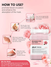 ChicNana Jelly Face Mask Peel Off Powder 650g Jelly Face Mask Set Moisturizing and Hydrating Repair and Smooth Skin Care for Home Salon Spa Kit (BULGARIAN ROSE)