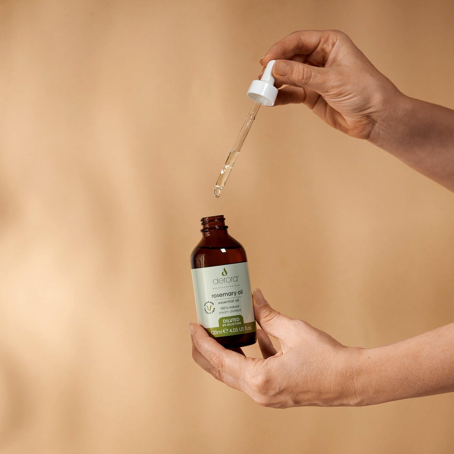 Derora Rosemary Oil (Diluted) for Hair & Skin | Pure & Ready to Use 3% Diluted | Rosemary Oil for Hair, Damaged Hair, Hair Loss, Dry Skin, Face, Scalp (120ml)