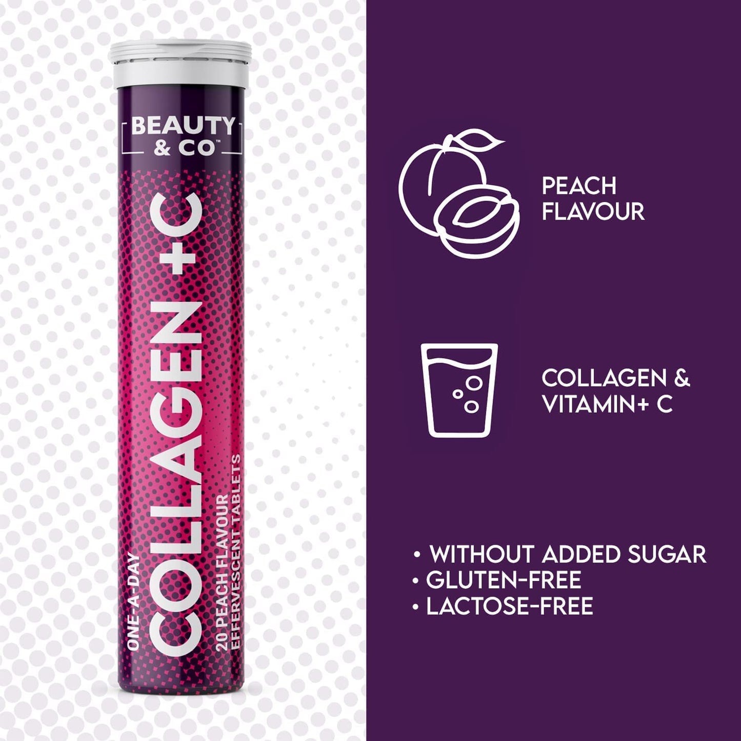 Beauty & Co Collagen Effervescent - Marine Collagen & Vitamin C Supplement - 500mg Per Tablet (1 Tube)