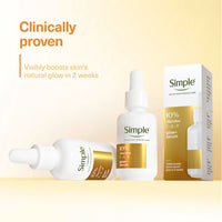 Simple Glow+ 10% Vitamins C + E + F Serum Skin Care for Dry or Dehydrated Skin, Brightening Face Glow Serum for Youthful Glowing Skin, 30 ml