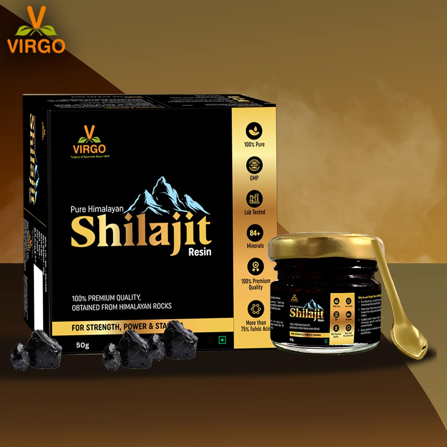 MAWANS Shilajit Resin, Original Himalayan Shilajit 50g - 100% Pure, Rich in Fulvic & Humic Acid, Minerals, Immune System & Vitality Booster, Vegan (Pack of 1)