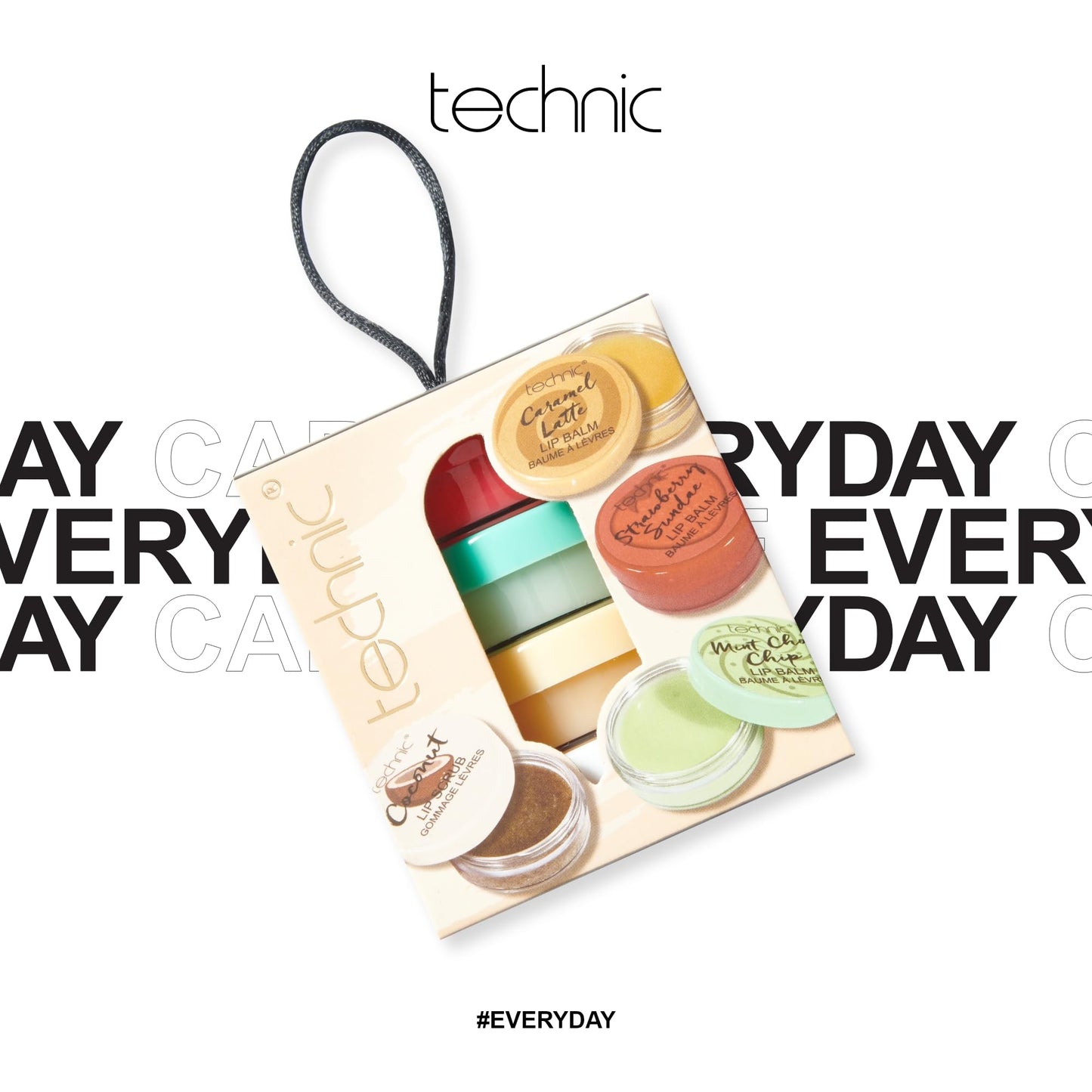 Technic Lip Balm & Scrub 4Pc Gift Set - 4 Flavours - Nourishing Coconut Sugar Scrub Lip Treatment & Softening Lip Balms - Vegan and Cruelty Free