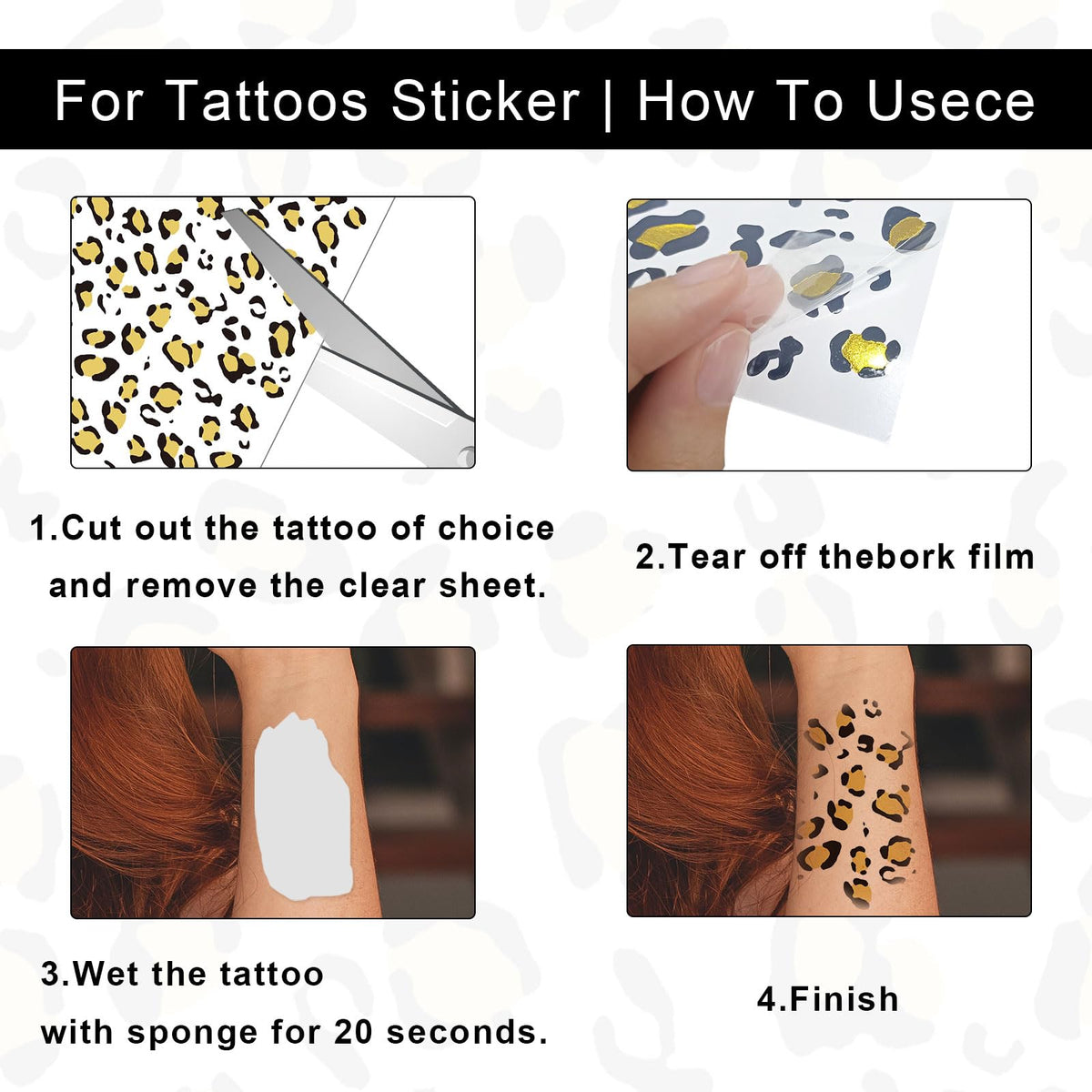 XNIVUIS 4 Pieces Leopard Face Art and Tattoo Stickers,Temporary Tattoos,Face Stickers, Leopard Make-Up,Glitter Face Stickers,Makeup Stickers Festival Party Stage Makeup Stickers Face Stickers (Brown)