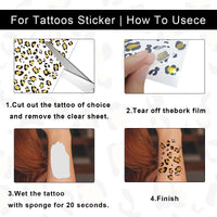 XNIVUIS 4 Pieces Leopard Face Art and Tattoo Stickers,Temporary Tattoos,Face Stickers, Leopard Make-Up,Glitter Face Stickers,Makeup Stickers Festival Party Stage Makeup Stickers Face Stickers (Brown)