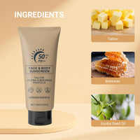 Tallow Sunscreen - Sun Cream SPF 50 with Grass-Fed Beef Tallow & Beeswax, Lightweight Moisturizing Protection for Face & Body
