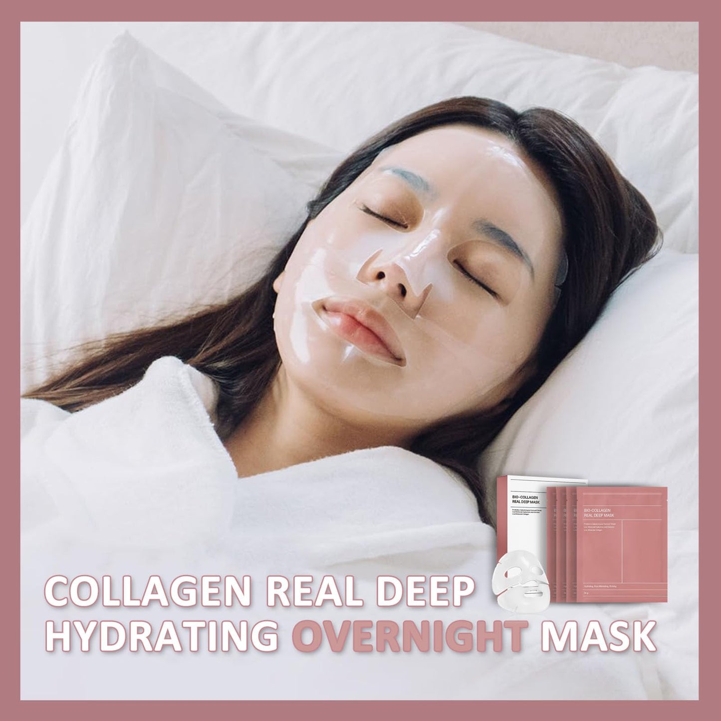 Shefave Collagen Mask Overnight Face Mask, 4Pcs Collagen Face Mask - Hydrating Face Mask Collagen Mask - Fights Wrinkles, Glow & Rejuvenating Skin Face Masks Skincare Sheet Masks Multipack