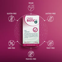 OMNi BiOTiC 6 | Glass | 30 portions (60g) | 6 Bacterial strains | 4 Billion Bacteria per Daily dose | Powder | with Inulin | Vegan | Gluten-Free | Lactose-Free | for Daily use