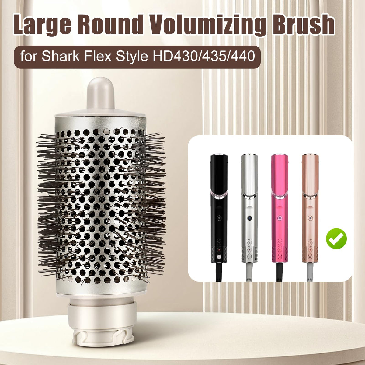 Chuancheng Large Round Volumizing Brush for Shark FlexStyle Blow Dryers, Bigger Round Brush Attachment for Straight, Wavy, Curly, and Coily Hair