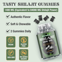 Cheroline Shilajit Gummies 1400mg, Pure Himalayan Shilajit with Chaga and Ashwagandha, 85+ Trace Minerals, Rich in Fulvic Acid, for Energy & Immune, Sugar-Free, Vegan (60 Count (Pack of 2))