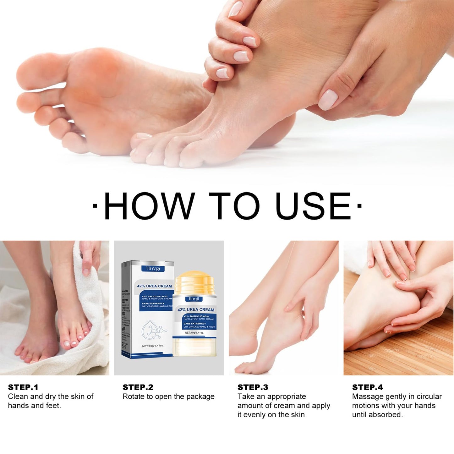 KAYZON 42% Urea Cream, Cracked Heel Balm, Urea Foot & Hand Cream for Dry Cracked, Callus and Dead Skin Remover, Foot Moisturizing Stick for Cracked Heel Treatment Knees Elbows Hands Repair, Feet Lotion