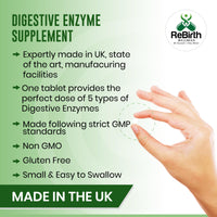 REBIRTH WELLNESS BE YOURSELF | ONLY BETTER Digestive Enzyme Supplements - 120 Tablets for Optimal Gut Health - Contains DigeZyme, Lactase, Protease - Promotes Healthy Digestion, Essential Digestive Enzymes - UK Made, Vegan