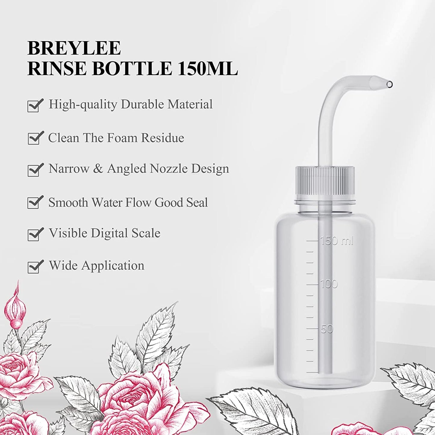 BREYLEE Lash Shampoo Kit 60ml, Rinse Bottle & 2 Brushes, for Extensions