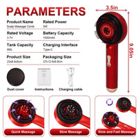 Nukdey Scalp Massaging Brush 3 in 1 Scalp Massaging Comb Electric Hair Oil Applicator for Hair-Growth Head SPA with 3 Massage Modes,660nm Red Light Therapy Waterproof Portable Scalps for Head Home Relaxation