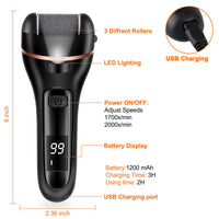 Electric Foot File, Ratukall Hard Skin Remover, Rechargeable Waterproof Callus Remover Pad Feet Care Kit, Professional Pedicure Tools Set with Storage Bag for Dry Dead Skin Cracked Heels Calluses