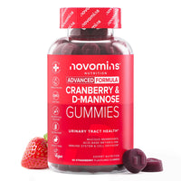 novomins Cranberry & D Mannose Gummies - Urinary Tract Health & Bladder Control - Vegan - Alternative to Cranberry Tablets, Juice, or D Mannose Powder - Inulin, Magnesium - 60 Gummies - Novomins