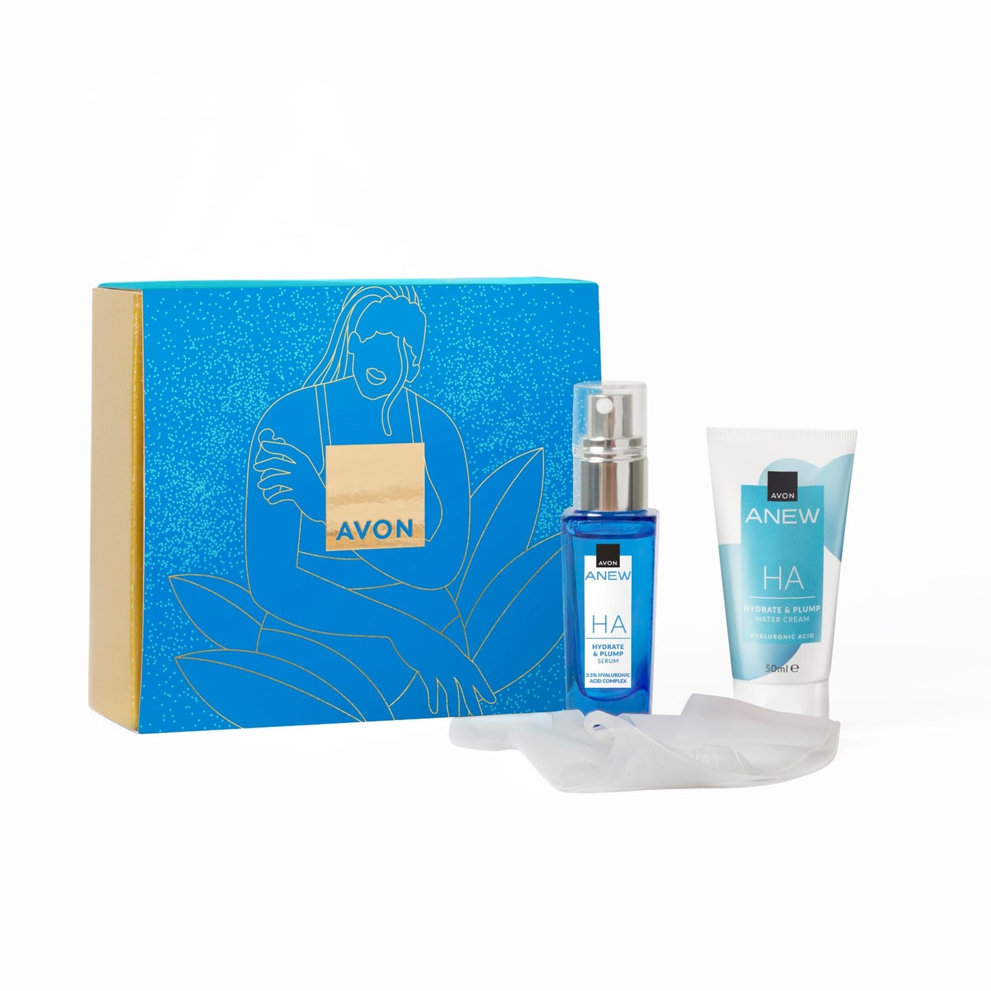 Avon Anew Spa at Home Hydrating Hyaluronic Gift Set, Contains Hydrate & Plump Serum 30ml & Water Cream 50ml, Quench Thirsty Skin and Lock in Hydration, Cruelty Free