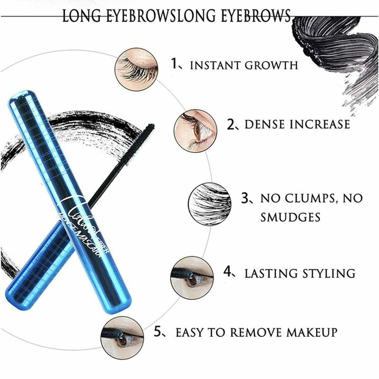 NLFOX Primelash Mascara for Mature Women - Mascara for Seniors - Mascara Black Volume and Length Waterproof - Fibre Dense Mascara for Sensitive Eyes - Lengthening and Volumizing Mascara