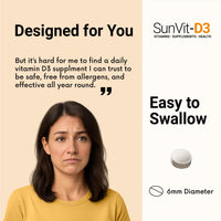 SunVit-D3 Vitamin D3 4000 IU Tablets | High Strength Vitamin D Tablets Supports Immune System, Bone, Teeth & Muscle Health | Gluten Free, Dairy Free | Vitamin D Supplements (28 Count)