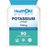 Health4All Potassium Citrate 740mg per Capsule, 90 Vegan Capsules, High Elemental K+