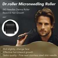 Dr.roller Microneedling Roller, Derma Roller Hair Growth Women, 540 1mm Titanium Beard Roller for Men, Beard Growth Roller, Dermaroller for Stimulate Beard and Hair Growth