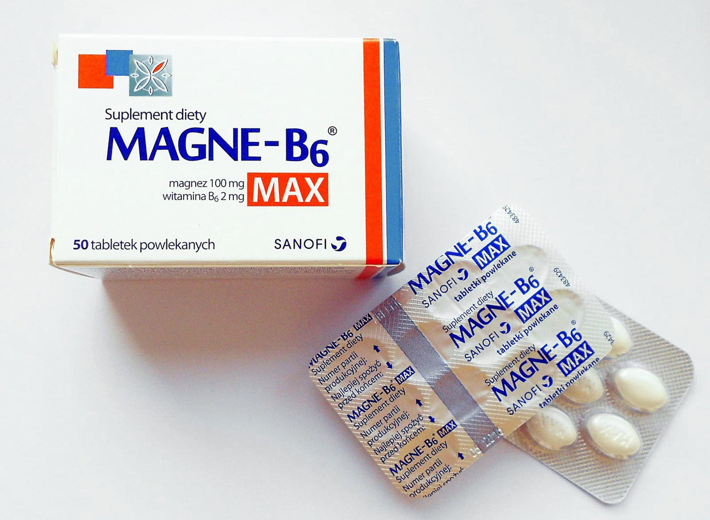 MAGNE B6 MAX - 50 Capsules - is a Dietary Supplement containing in its Composition Magnesium and Vitamin B6, for People Suffering Weakness, Fatigue, Twitching eyelids and Muscle spasms