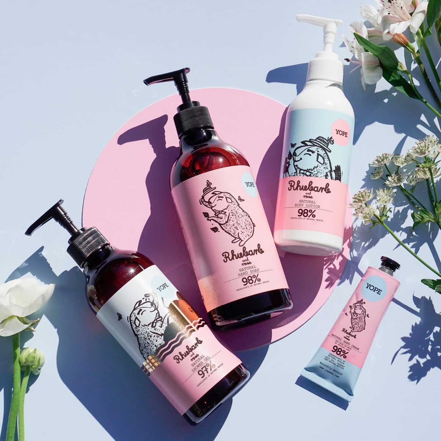 Yope YOPE Natural Body Lotion | Rhubarb Extract and Rose | Tsubaku and Organ Oil | Murmuru Butter | Macademia Oil | Dry Skin | Mositursing | 98% Natural ingredients | Rhubarb and Rose 300ml