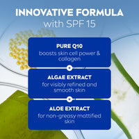 NIVEA Q10 Anti-Wrinkle Pore Minimising Extra Light Day Cream SPF15 (50ml), Anti-Wrinkle Moisturiser with Light Texture, Pore Minimising Cream with UVA/UVB Protection